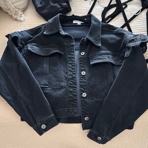 Something Navy Dark Denim Jacket with Shoulder Details